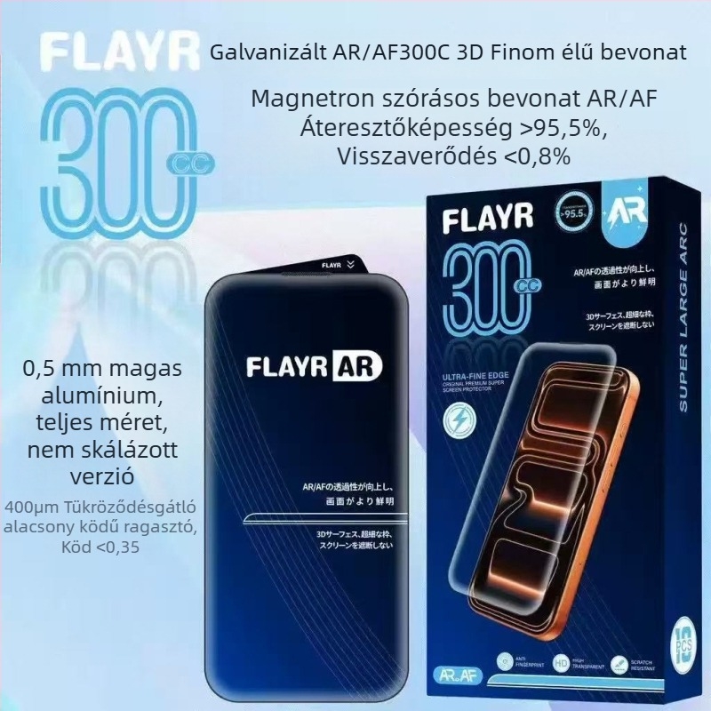 0,5 mm anti-reflektív edzett üveg kijelzővédő iPhone 14 Pro Maxhoz – teljes képernyő, mikro ívelt él