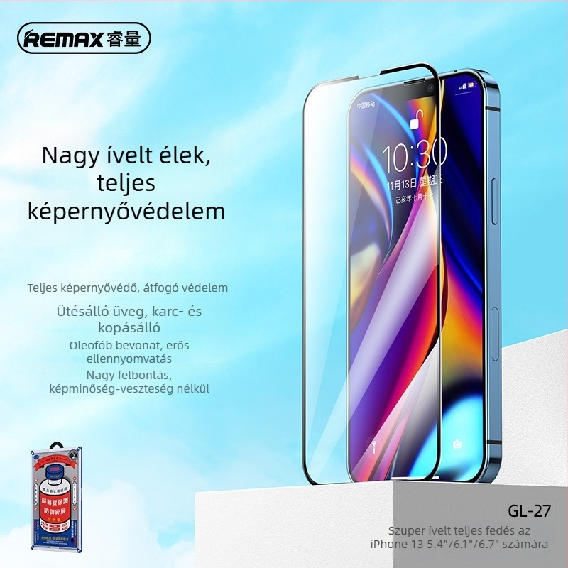 Remax edzett üveg előlapos kijelzővédő iPhone14 Pro Maxhoz, HD minőség