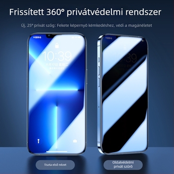 Tempered üveg kijelzővédő iPhone 12-höz, magánélet-védelem, anti-peep, anti-kék fény, ujlenyomat-mentes, teljes képernyős 360° védelem