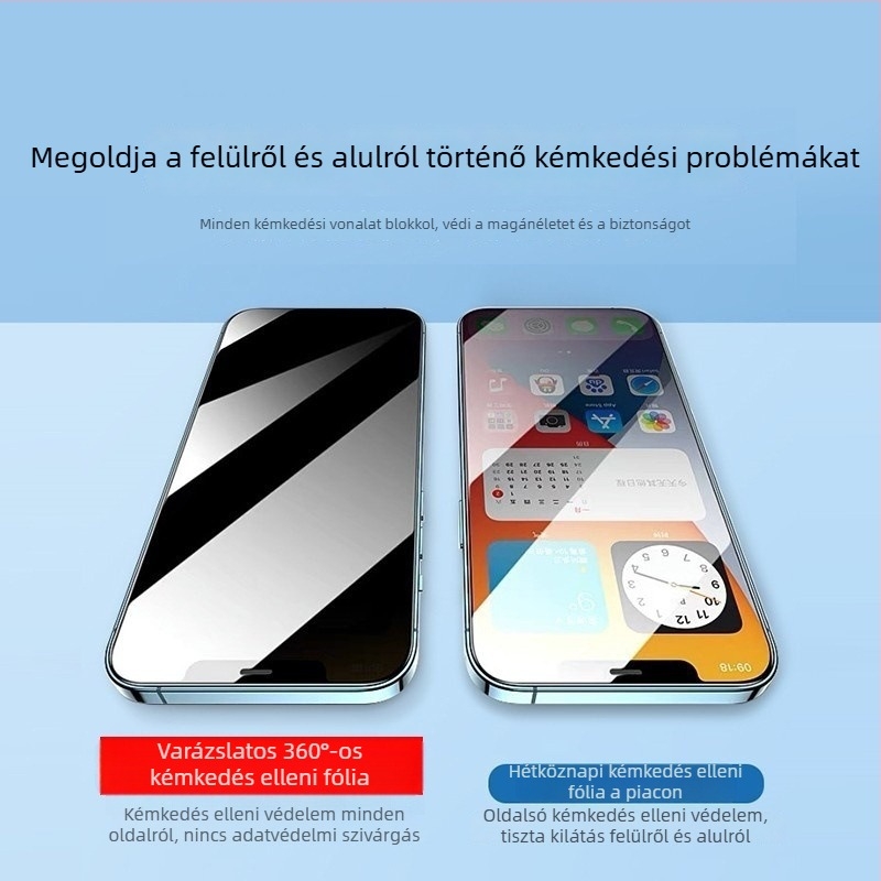 Adatvédelmi edzett üveg képernyővédő iPhone 15/16 és iPhone 14/13 Pro Max – 360° adatvédelem