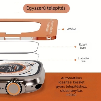 Tempered üveg kijelzővédő Apple Watch Ultra 2-hoz — előlapos fólia, HD tisztaság, ujjlenyomat-mentes, leesésálló, teljes képernyő védelem