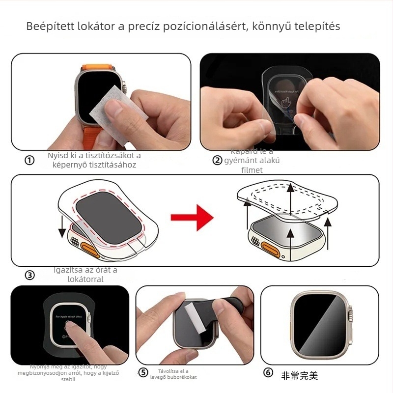 Tempered üveg kijelzővédő Apple Watch Ultra 2-hoz — előlapos fólia, HD tisztaság, ujjlenyomat-mentes, leesésálló, teljes képernyő védelem