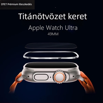 Apple Watch Ultra védőkeret titánium ötvözetből edzett üveggel Top Sticker