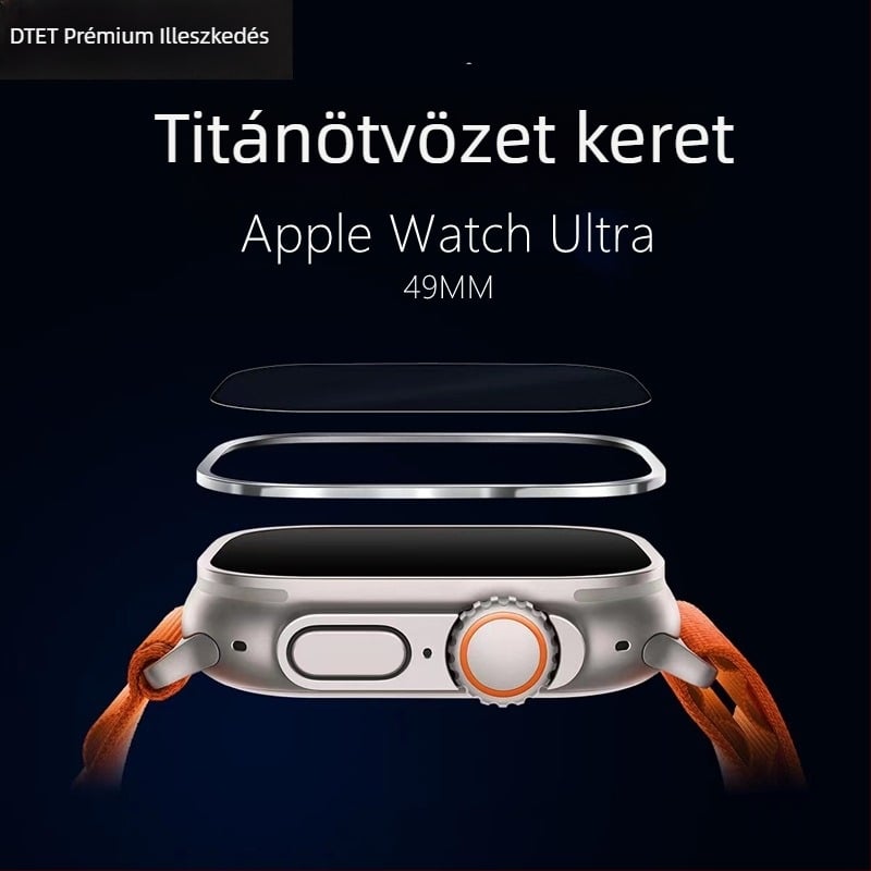 Apple Watch Ultra védőkeret titánium ötvözetből edzett üveggel Top Sticker