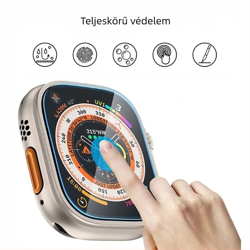 Apple Watch Ultra 2 49mm képernyővédő – edzett üveg, előoldali fólia, teljes képernyő, magas felbontás, anti-ujjlenyomat