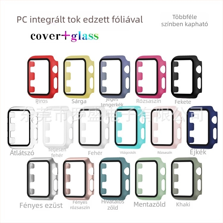 Apple Watch Series 1–6-hoz PC védőtok beépített edzett üveg kijelzővédővel