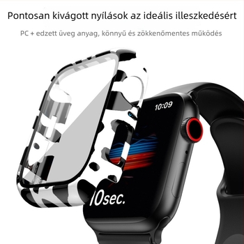 Leopárd mintázatú Apple Watch védőtok, mindent egyben tok (PC burkolat + keményített fólia; Neutral márka; licenc nélküli magáncímke)