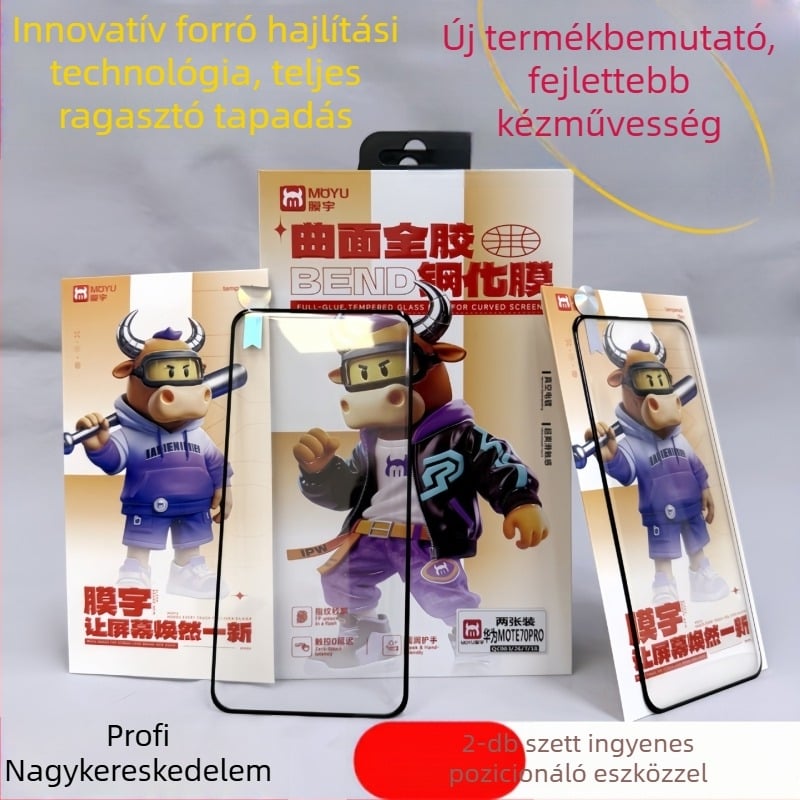 Membrane edzett üveg képernyővédő Huawei okostelefonokra — előlap, teljes ragasztás, 3D hőhajlítás, HD élesség