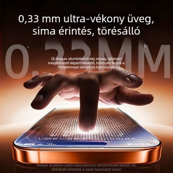 iPhone 17 Pro Max előlapvédő edzett üvegből – anti-reflexiós bevonat, teljes képernyő, anti-ujjlenyomat, anti-kékfény