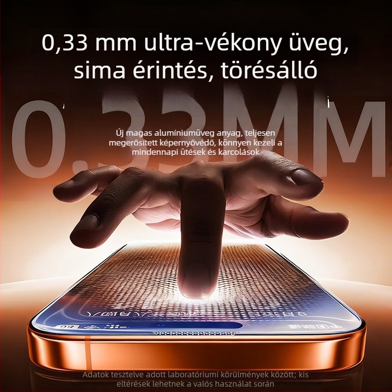 iPhone 17 Pro Max előlapvédő edzett üvegből – anti-reflexiós bevonat, teljes képernyő, anti-ujjlenyomat, anti-kékfény