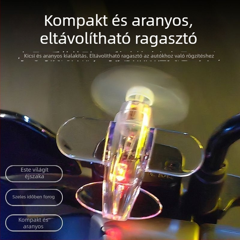 Szélenergiával működő LED repülő autó dekoráció, műanyagból