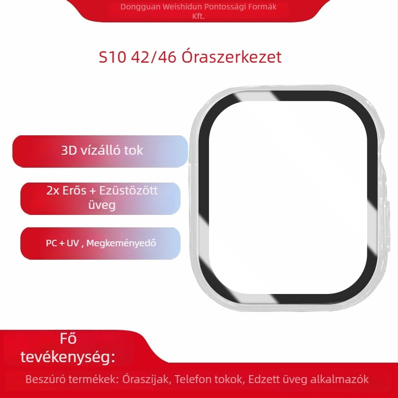 Vízálló óra tok, Apple 789 Gen / iWatch S10 kompatibilis, üvegből készült, modell Wsd 009, Guardian Shield