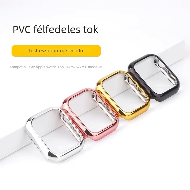 Apple Watch Series 11 – elektroplatinált félfedeles PC védőtok keret, 46 mm, karcálló és esésálló (S10)