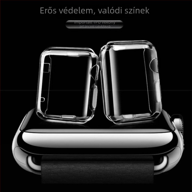Apple Watch szilikon tok – teljes képernyővédelmet nyújtó, ultrakönnyű, átlátszó védőtok a Series 8/9-hez (S10 generáció)