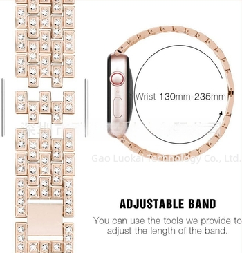 Öt soros gyémánt-díszítésű fém Apple Watch szíj