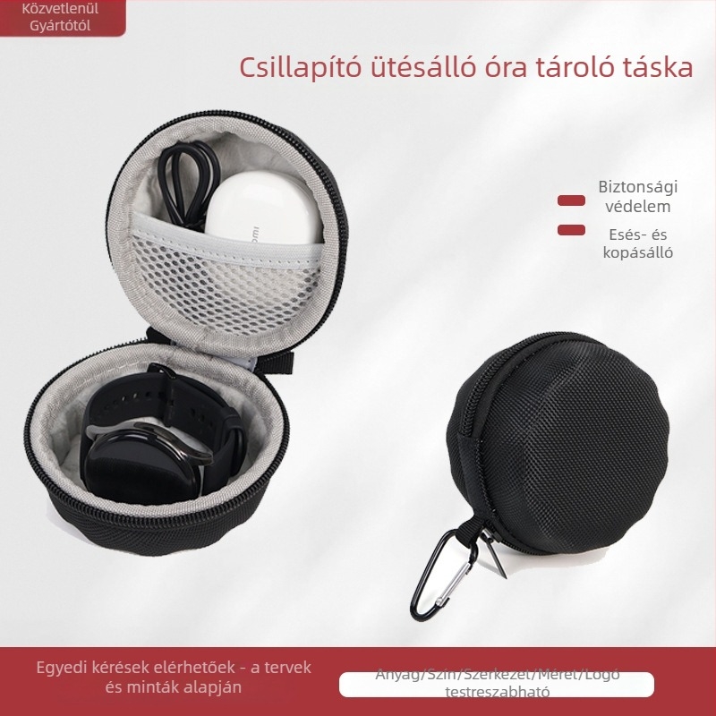 Univerzális EVA kemény óratartó tok, forró préseléssel készítve, ütés- és nyomásálló, 10 kg teherbírás, Huawei és Apple Watch adatkábel-tároláshoz