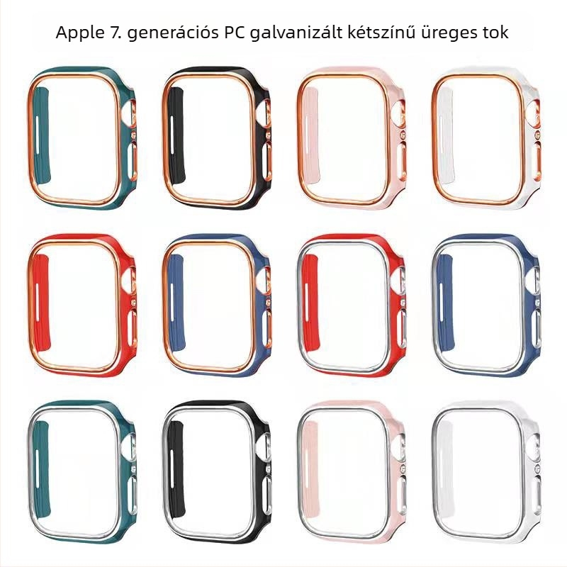 Apple Watch 41/45mm, Series 6–8, két színű PC anyagból készült gravírozott, üreges kivágású tokkeret elektroplatírozott felülettel