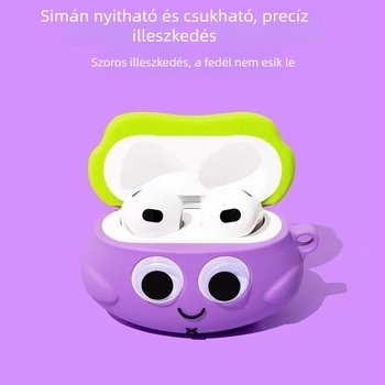 Szilikon védőtok AirPods 1/2/3, AirPods Pro és AirPods Pro 2 számára, nyakpánttal, padlizsánlila színben