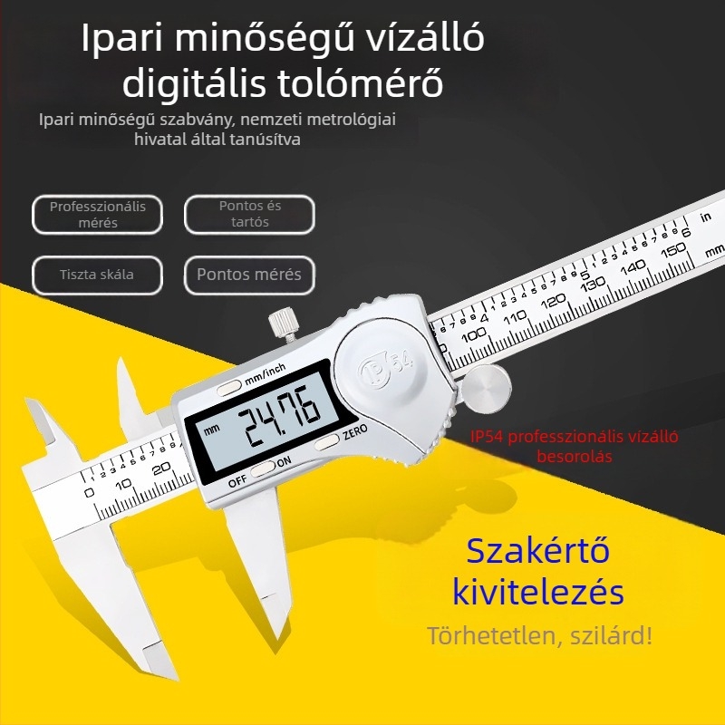 IP54 rozsdamentes acélből készült digitális tolómérő, elektronikus kijelzővel, ipari precíz mérőeszköz, 150/200/300 mm