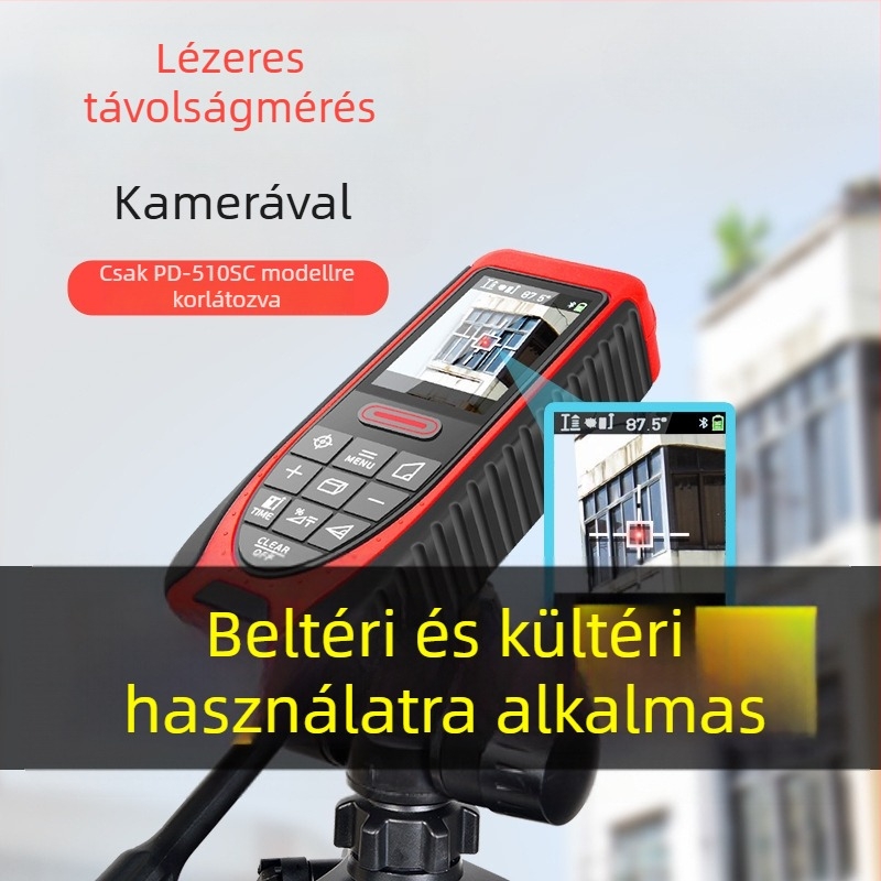 Lézeres távolságmérő infravörös képalkalmazással, kézi, vízszintes, kültéri méréshez, magas pontosságú elektronikus vonalzó