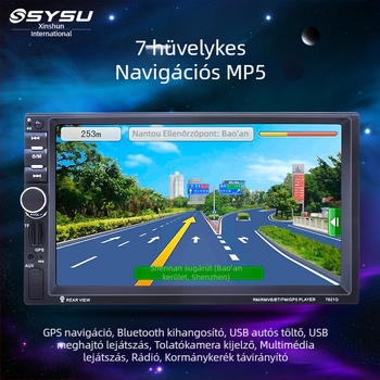 Autóba szánt multimédiás navigáció MP5-tel, okostelefon-kapcsolattal, MP4-lejátszóval, integrált dash cam és hátsó nézet