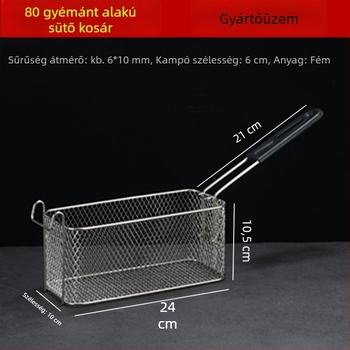 Elektromos fritőz olajszabályozó kosárral, négyzet alakú olajszűrő hálóval és sűrű fritőzhálóval – fémszerkezet