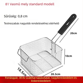 Elektromos fritőz olajszabályozó kosárral, négyzet alakú olajszűrő hálóval és sűrű fritőzhálóval – fémszerkezet