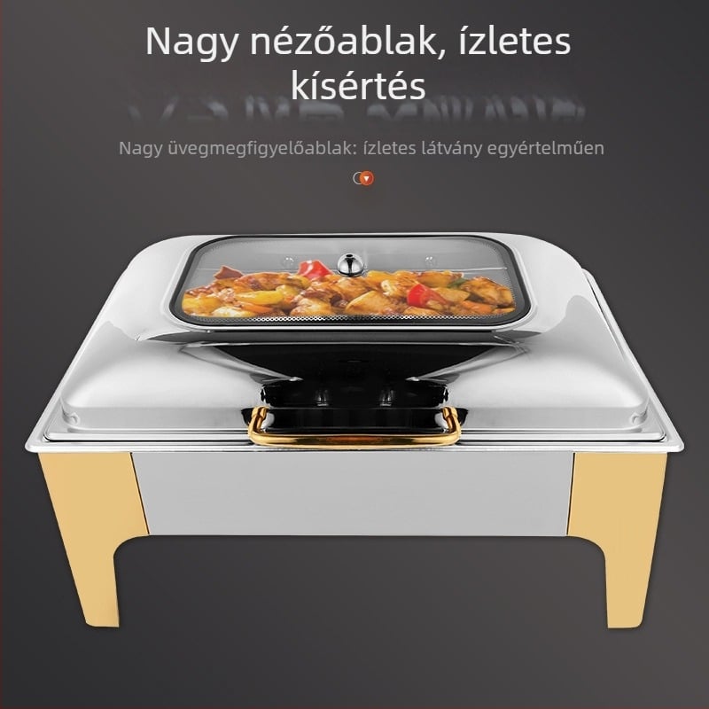 Belinda rozsdamentes acél büfé sütő hidraulikus átlátszó fedővel, személyre szabás elérhető, hőmegtartó funkcióval, szállodák és éttermek számára