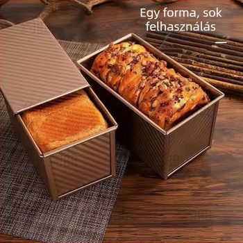 Fém toast forma, tapadásmentes bevonattal, élelmiszer-minőség, háztartási sütőeszköz, párna alakú