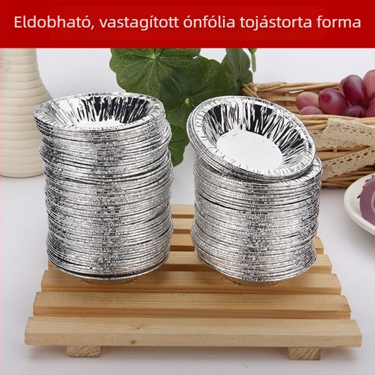 207 egyszer használatos alufóliából készült tojás-torta formák, kerek alátétek portugál tojás-tortához, 250 db