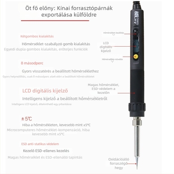 A-bf 60W Digitális kijelzős hőmérsékletszabályozós forrasztóállomás, 1 tipp, 220V