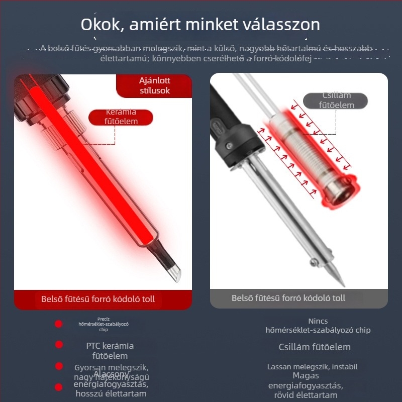 Szakmai hőnyomó toll, állítható hőmérséklettel dohánytermékek címkézésére; kompakt kézi hőeszköz, elektromos forrasztó- és hegesztőeszköz.