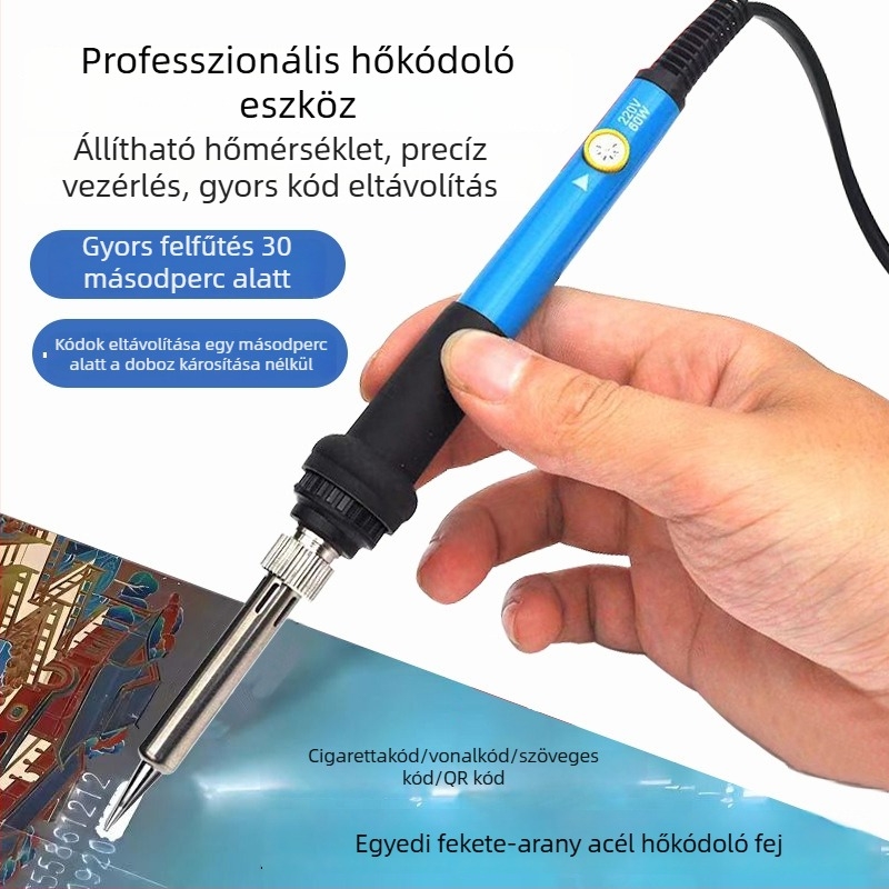 Szakmai hőnyomó toll, állítható hőmérséklettel dohánytermékek címkézésére; kompakt kézi hőeszköz, elektromos forrasztó- és hegesztőeszköz.