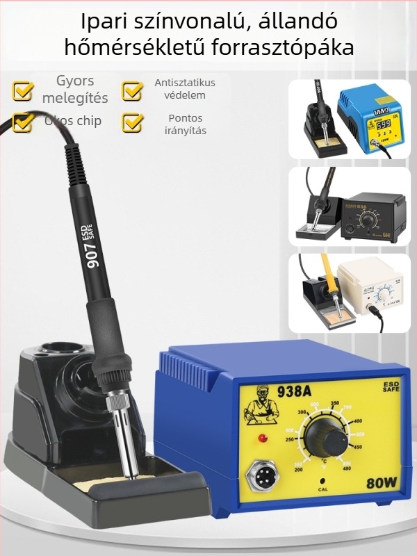 936 Forrasztóállomás készlet, 60W hőmérséklet-szabályozás, ólommentes, antistatikus, mobiltelefon javításhoz