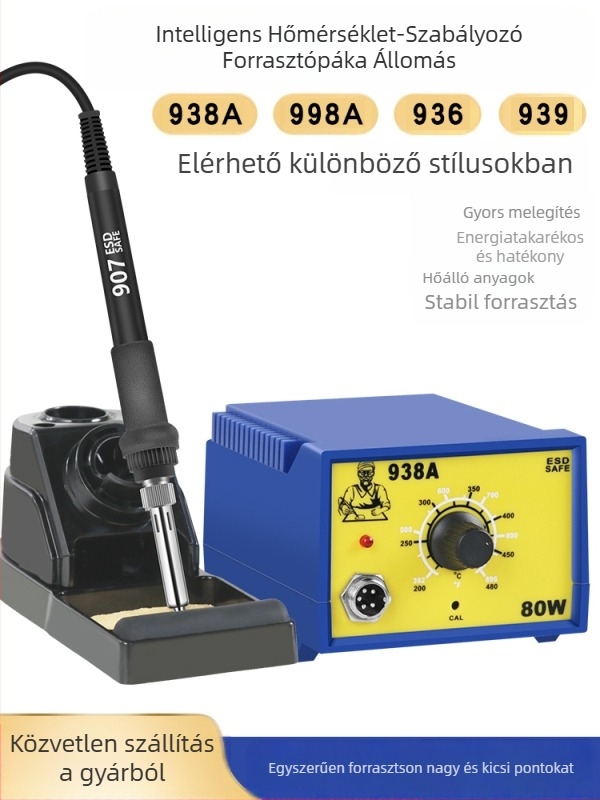 936 Forrasztóállomás készlet, 60W hőmérséklet-szabályozás, ólommentes, antistatikus, mobiltelefon javításhoz