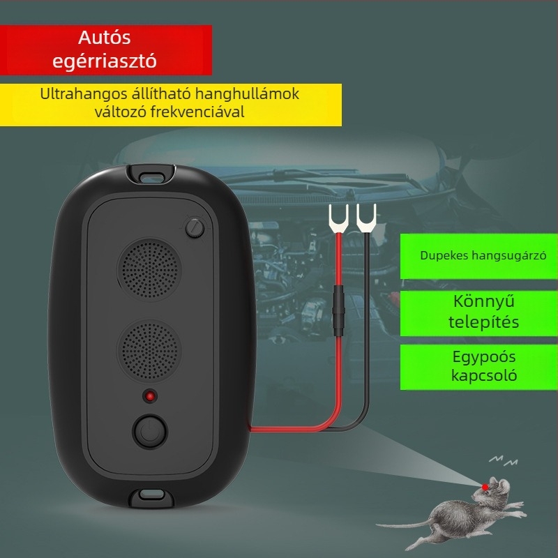 JL-213 Járműre szerelhető állítható egérriasztó, 12V, 1–3W, ABS ház