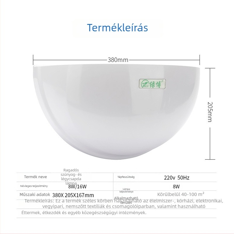 Green Bo ragadós legyek és szúnyogok elleni lámpa – éttermekhez és otthonokhoz