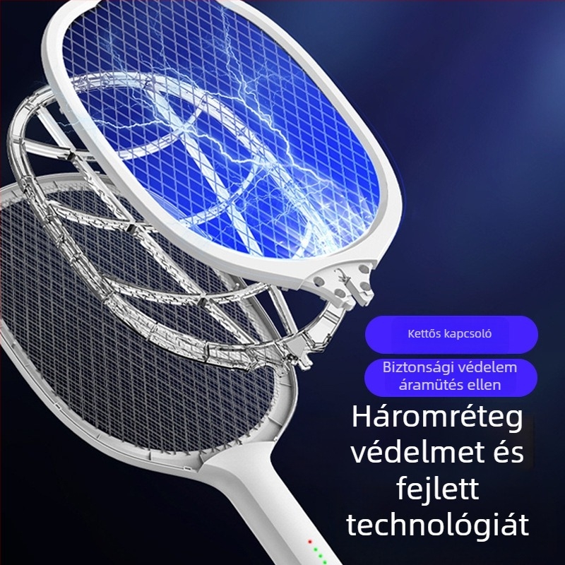 Elektromos szúnyogcsapó 2-in-1: LED rovarlámpa és csapó a szúnyogok ellen; fedett terület 21–30㎡; beépített 1000 mAh akkumulátor; töltési idő 3–5 óra