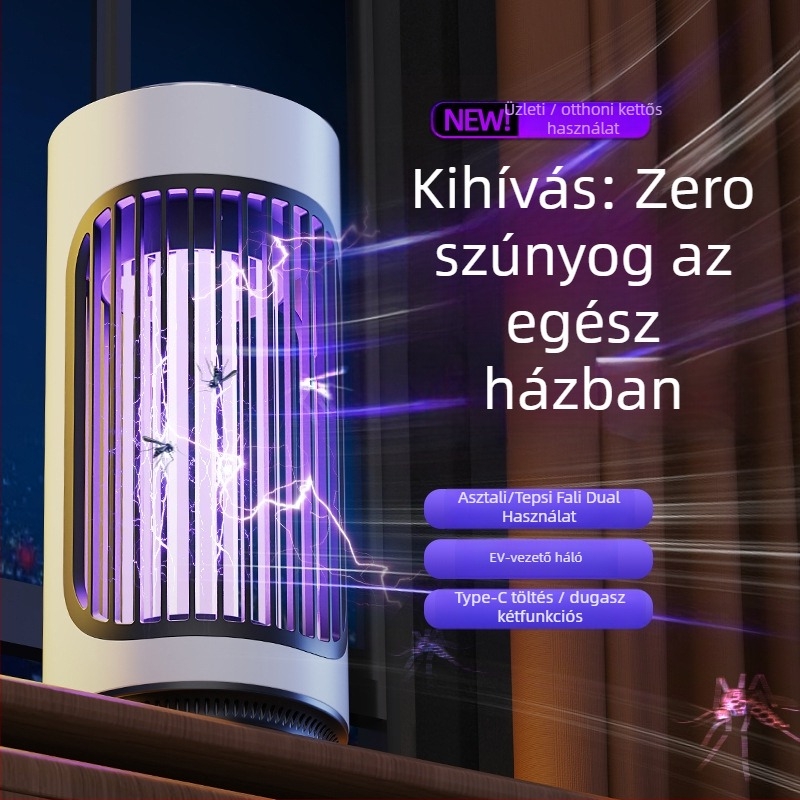 Kailiya Szúnyogirtó Lámpa beépített akkumulátorral – asztali vagy falra szerelhető, legfeljebb 10 m², töltési idő 1–3 óra, elektromos sokk