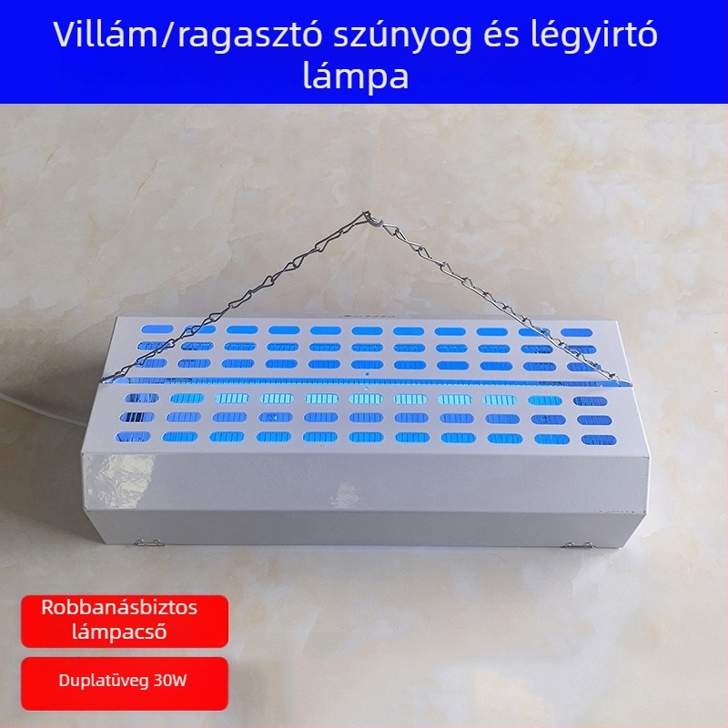 Yiji légy- és szúnyogirtó lámpa, elektromos sokk és ragasztó módszerrel, függő kivitel, ABS ház, alkalmas 61 m² feletti területekre