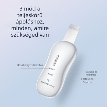 TOUCHBeauty ultrahangos arctisztító és pórustisztító eszköz — hordozható, IPX8 vízálló, beépített 300–500 mAh akkumulátor