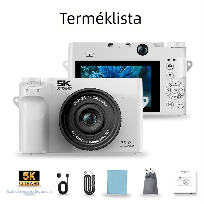 5K retro tükör nélküli kamera diákoknak, duál kamera szelfihez, otthoni digitális fényképezőgép