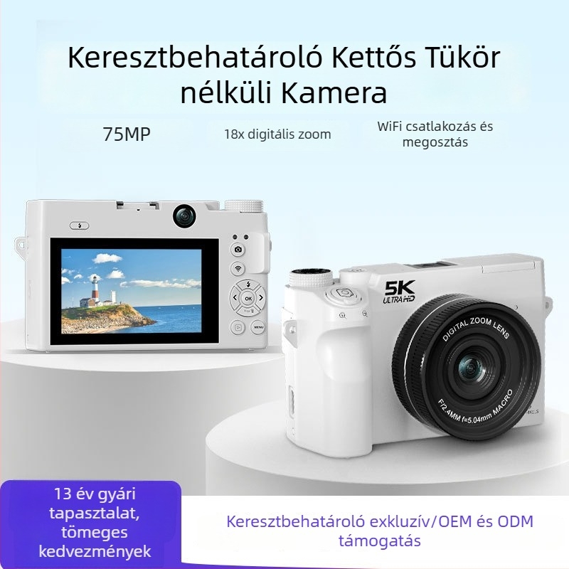 5K retro tükör nélküli kamera diákoknak, duál kamera szelfihez, otthoni digitális fényképezőgép