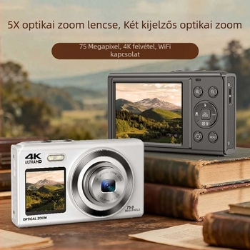 Két kijelzős szelfi digitális kamera, 5x optikai zoom, CMOS 16MP (1/2.8), 3840x2160@30fps