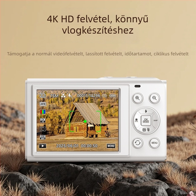 Két kijelzős szelfi digitális kamera, 5x optikai zoom, CMOS 16MP (1/2.8), 3840x2160@30fps