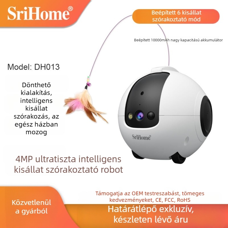 Srihome otthoni használatra tervezett mobil intelligens őrrobot kamerával az állatok megfigyelésére, 4MP HD