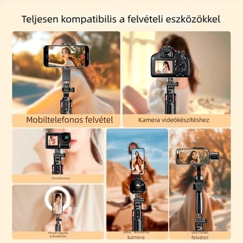 Selfie pálca mobiltelefonhoz – háromlábú állvánnyal, rozsdamentes acélból, univerzális, mindent egyben, IBIS támogatás, hordozható
