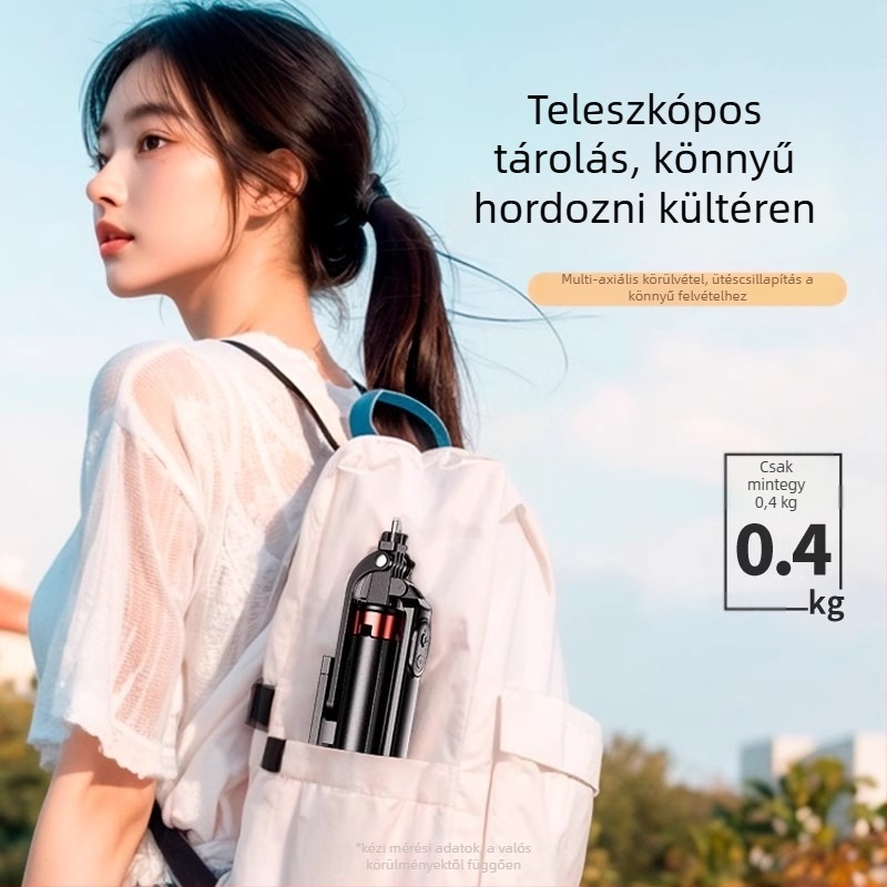 Selfie pálca mobiltelefonhoz – háromlábú állvánnyal, rozsdamentes acélból, univerzális, mindent egyben, IBIS támogatás, hordozható