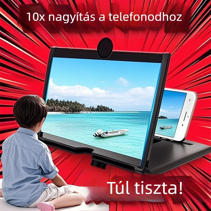 Telefon képernyő nagyító ultra-tiszta HD kijelzővel, szemvédelem, projekciós kijelző és nagyító lencse tartó