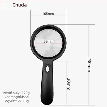 Chuda kézi nagyító idős olvasáshoz, 10x HD üveglencsével